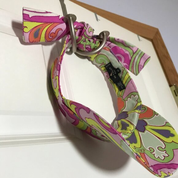 ETRO Milano Women's Visor -Pink Purple Green Orange Print -Tie Detail Sz M NWOT - Picture 12 of 16